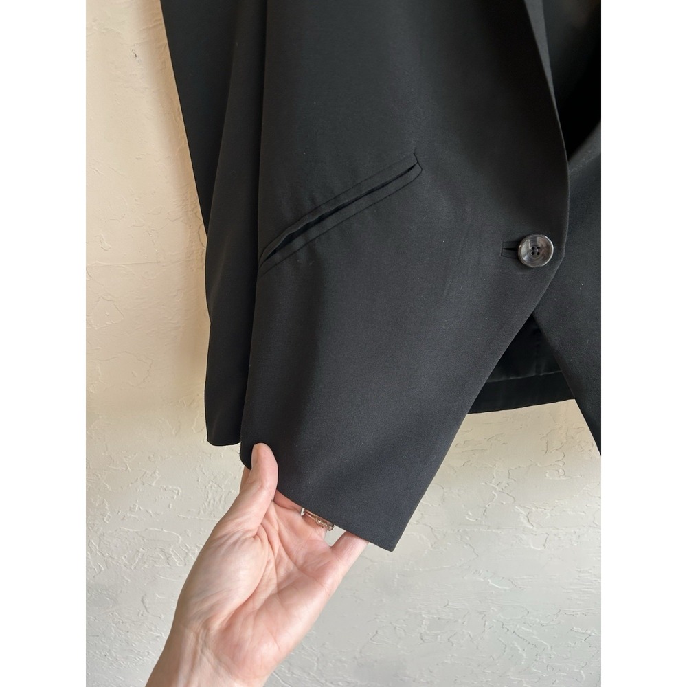 Y2K Body By Victoria Black Blazer Jacket 4 Strong Shoulder Single Button Edgy - Picture 6 of 9